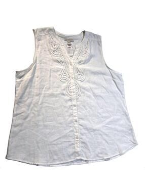 Dana Buchman Cream White Sleeveless Linen Rayon Blend Top XXL NWT